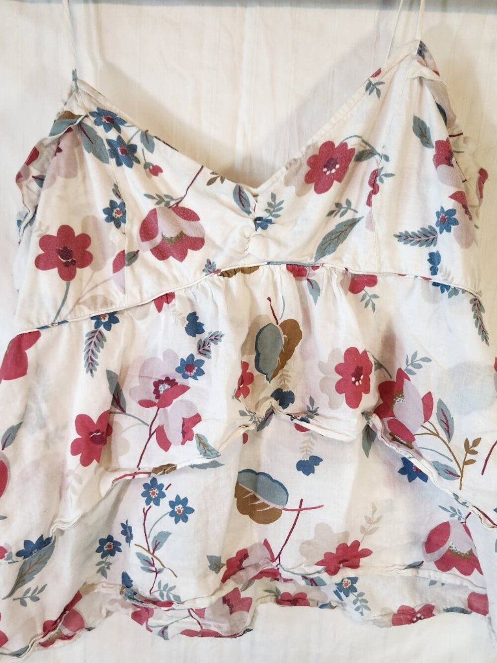 American Eagle Vintage Floral Smocked Ruffle Babydoll Cami Tank Top XL